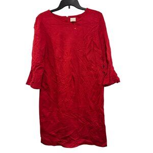 Chicos Red Asymmetrical Hem Dress W/ Flounce Sleeves Size 0.5 Rayon Blend